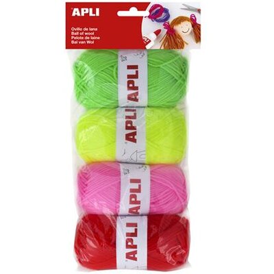 Gombolyag készlet, APLI "Kids", cukorka színek, (4 db)