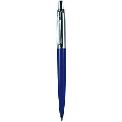 Golyóstoll, 0,8 mm, nyomógombos, dobozban, sötétkék tolltest, PAX, kék