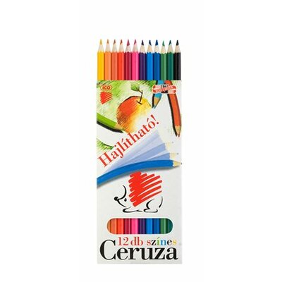 Színes ceruza készlet, hatszögletű, hajlékony, ICO "Süni", 12 különböző szín, (12 db)