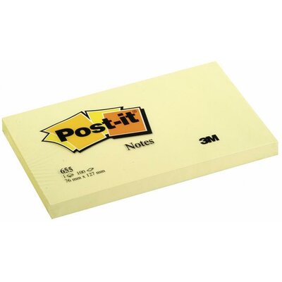 Öntapadó jegyzettömb, 76x127 mm, 100 lap, 3M POSTIT, sárga, (100 lap)