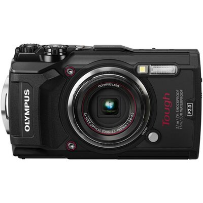Fényképezőgép, szabadtéri sportokhoz, 12 MP, 4x zoom, OLYMPUS "TG-5", fekete