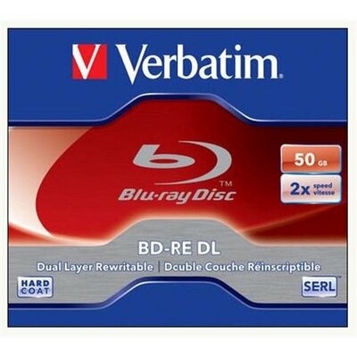 BD-RE BluRay lemez, kétrétegű, újraírható, 50GB, 2x, normál tok, VERBATIM