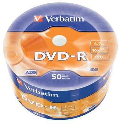 DVD-R lemez, 4,7GB, 16x, zsugor csomaglás, VERBATIM, (50 db)