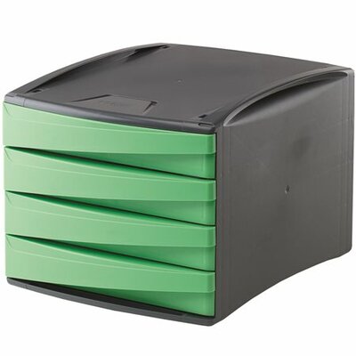 4 fiókos irattároló, műanyag, FELLOWES "Green2Desk", zöld
