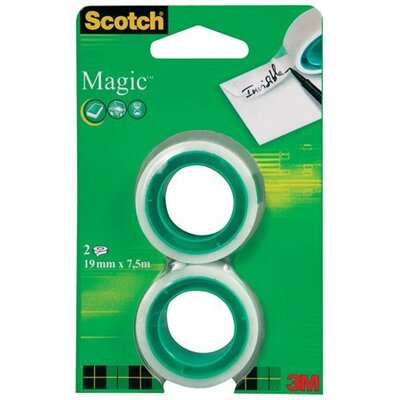 Ragasztószalag, 19 mm x 7,5 m, 3M SCOTCH "Magic tape 810", (2 db)