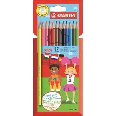 Színes ceruza készlet, hatszögletű, STABILO "Color", 12 különböző szín, (12 db)