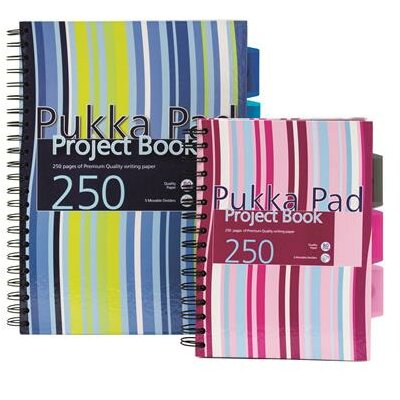 Spirálfüzet, A5, kockás, 125 lap, PUKKA PAD "Stripe project book"