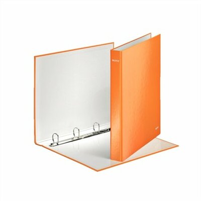 Gyűrűs könyv, 4 gyűrű, D alakú, 40 mm, A4 Maxi, karton, lakkfényű, LEITZ "Wow", narancssárga
