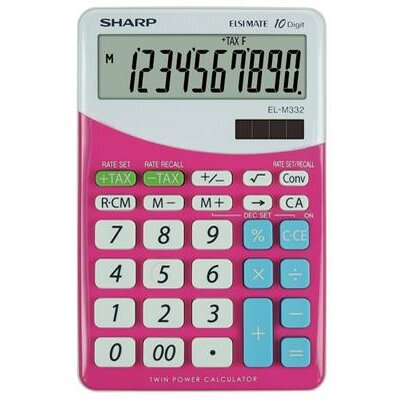 Számológép, asztali, 10 számjegy, SHARP "EL-M332", rózsaszín
