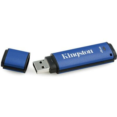 Pendrive, 4GB, USB 3.0, 80/12MB/s, titkosítással, KINGSTON "DTVP 3.0 Management Ready", kék
