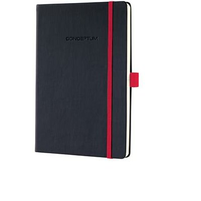 Jegyzetfüzet, exkluzív, A5, kockás, 194 oldal, keményfedeles, SIGEL "Conceptum Red Edition", fekete-piros
