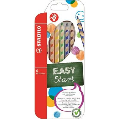Színes ceruza készlet, háromszögletű, jobbkezes, STABILO "EasyColours", 6 különböző szín, (6 db)