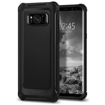 Spigen Rugged Armor EXTRA hátlapvédő telefontok gumi / szilikon (közepesen ütésálló, légpárnás sarok, karbonminta) fekete [Samsung Galaxy S8 (SM-G950)]