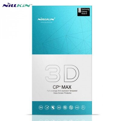 NILLKIN CP+MAX Kijelzővédő üvegfólia (3D, full glue, íves, teljes felületén tapad, 0.33mm, 9H) FEKETE [Samsung Galaxy Note 9 (SM-N960F)]