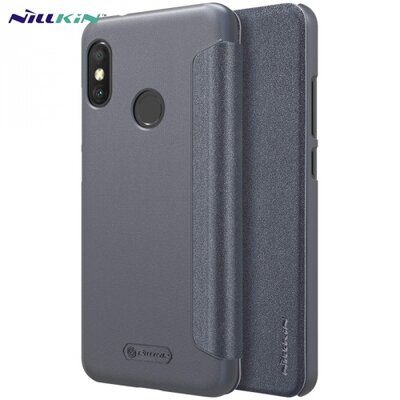 Nillkin Sparkle műanyag telefontok (bőr flip, oldalra nyíló) fekete [Xiaomi Mi A2 Lite (Redmi 6 Pro)]