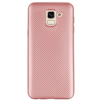 Hátlapvédő telefontok gumi / szilikon (karbon minta) RoseGold [Samsung Galaxy J6 (2018) J600F]