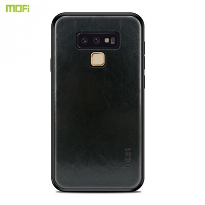 MOFI műanyag hátlapvédő telefontok (szilikon keret, bőr hátlap) Fekete [Samsung Galaxy Note 9 (SM-N960F)]