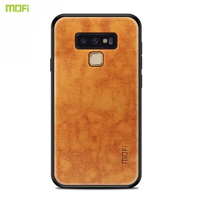 MOFI műanyag hátlapvédő telefontok (szilikon keret, bőr hátlap) VilágosKék [Samsung Galaxy Note 9 (SM-N960F)]