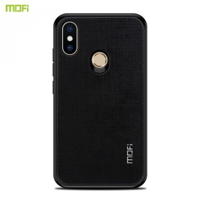 MOFI BRIGHT SHIELD műanyag hátlapvédő telefontok (szilikon keret, textil hátlap) Fekete [Xiaomi Mi 8 SE]