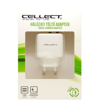 Hálózati töltő adapter 2 USB csatalkozóval, 3.1A