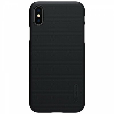 Nillkin Super Frosted műanyag hátlapvédő telefontok, gumírozott, érdes felület - iPhone X hátlap, Fekete