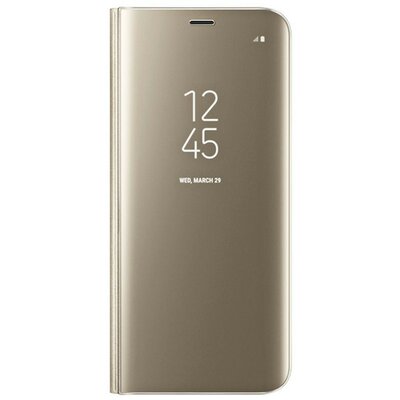 Samsung EF-ZG955CF gyári műanyag telefontok (flip, oldalra nyíló, Clear View Cover) Arany [Samsung Galaxy S8+ Plus (SM-G955)]
