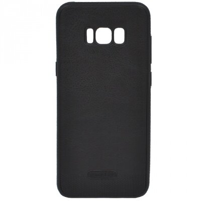 Hátlapvédő telefontok gumi / szilikon (ultravékony, közepesen ütésálló, bőrhatás) Fekete [Samsung Galaxy S8+ Plus (SM-G955)]