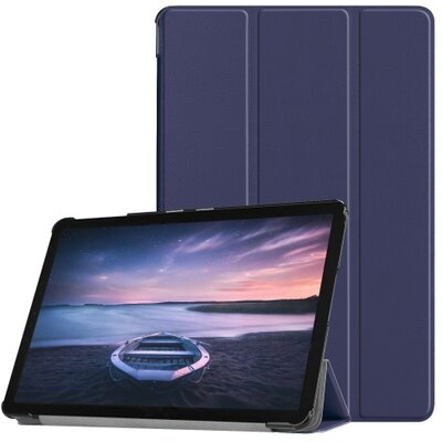 Műanyag Tablet védőtok (bőr flip, TRIFOLD asztali tartó funkció), Sötétkék [Samsung Galaxy Tab S4 10.5 LTE (SM-T835), Samsung Galaxy Tab S4 10.5 WIFI (SM-T830)]