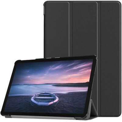 Műanyag Tablet védőtok (bőr flip, TRIFOLD asztali tartó funkció) FEKETE [Samsung Galaxy Tab S4 10.5 LTE (SM-T835), Samsung Galaxy Tab S4 10.5 WIFI (SM-T830)]
