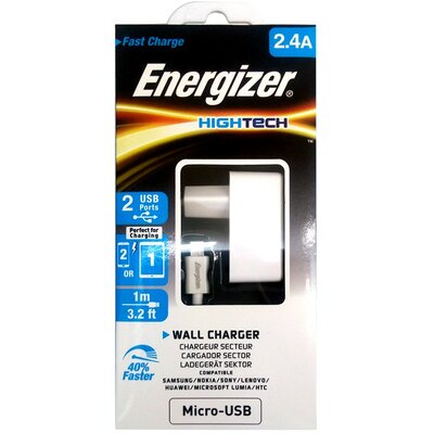 Energizer micro usb hálózati töltő, 2.4A, Fehér