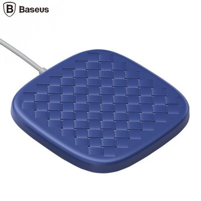 Baseus BSWC-P13_DB BASEUS BV hálózati töltő állomás (vezeték nélküli töltés, QI Wireless, gyorstöltés támogatás, fonott minta), Sötétkék [Alcatel 3 (OT-5052), Apple iPhone 8 4.7, Apple iPhone 8 Plus 5.5]