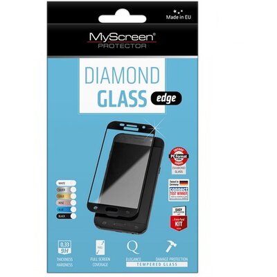 MYSCREEN DIAMOND GLASS EDGE Kijelzővédő üvegfólia (2.5D full cover, íves, ultravékony előlap, karcálló, 0.33 mm, 9H) FEKETE [Nokia 3.1]