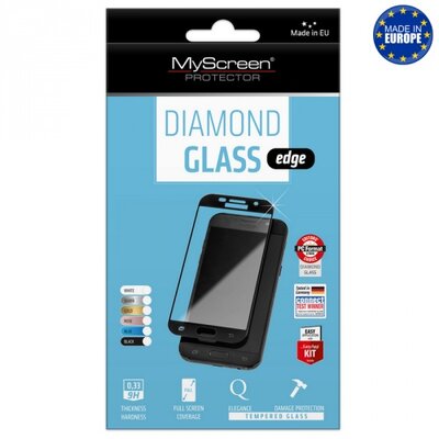MYSCREEN DIAMOND GLASS EDGE Kijelzővédő üvegfólia (2.5D full cover, íves, ultravékony előlap, karcálló, 0.33 mm, 9H) FEKETE [Huawei Mate 20 Lite]
