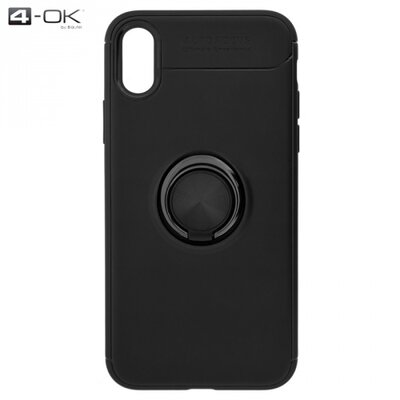Blautel RMIPXB 4-OK hátlapvédő telefontok gumi / szilikon (mágneses telefontartó gyűrű, ujjra húzható, 360°-ban forgatható) Fekete [Apple iPhone X 5.8]