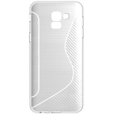 Hátlapvédő telefontok gumi / szilikon (S-line, karbonminta) Fehér [Samsung Galaxy J6 (2018) J600F]