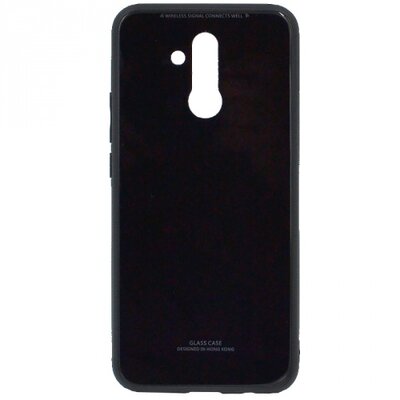 Műanyag hátlapvédő telefontok (közepesen ütésálló, üveg hátlap) Fekete [Huawei Mate 20 Lite]