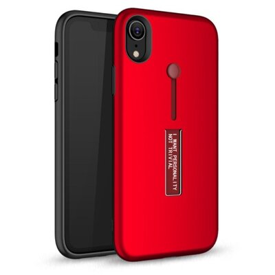 Műanyag hátlapvédő telefontok (gumírozott, ujjra húzható szilikon) Piros [Apple iPhone XR 6.1]