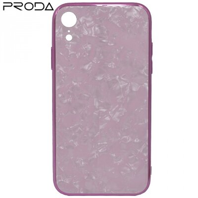 PRODA BAYNO hátlapvédő telefontok szilikon keret (BUMPER, edzett üveg hátlap, márványminta) Rózsaszín [Apple iPhone XR 6.1]