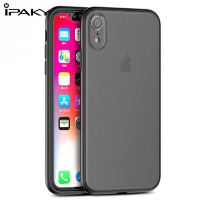 IPAKY SPECTER műanyag hátlapvédő telefontok (szilikon keret, közepesen ütésálló) Fekete [Apple iPhone XR 6.1]