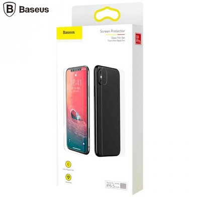 Baseus SGAPIPH65-TZ02 BASEUS Kijelzővédő üvegfólia (első és hátsó, full screen, íves részre, ultravékony, karcálló, 0.3mm, 9H) TEMPERED GLASS [Apple iPhone XS Max 6.5]