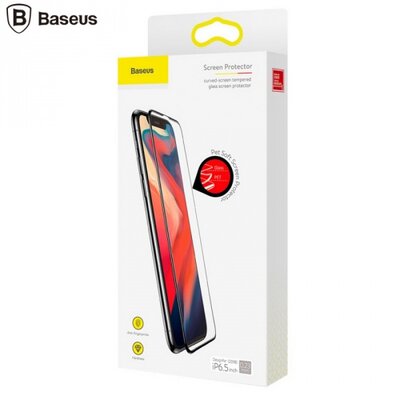 Baseus SGAPIPH65-PE01 BASEUS Kijelzővédő üvegfólia (2.5D lekerekített szél, ultravékony, karcálló, 0.23mm, 9H) FEKETE [Apple iPhone XS Max 6.5]