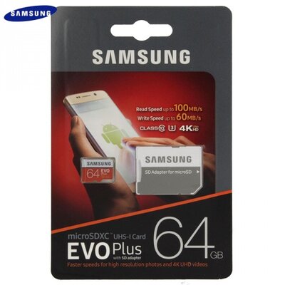 Samsung MB-MC64GA/EU memóriakártya TransFlash 64GB (microSDXC EVO plus - Class 10, UHS-1) + SD adapter