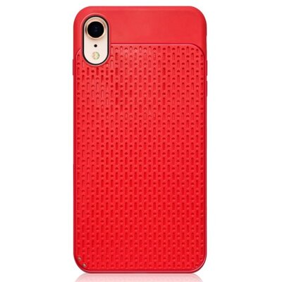 Hátlapvédő telefontok gumi / szilikon (műanyag hátlap, lyukacsos minta) Piros [Apple iPhone XR 6.1]