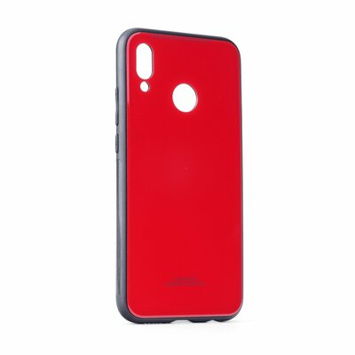 Forcell Glass szilikon hátlapvédő telefontok, elegáns átlátszó üvegfelülettel - Huawei P20 LITE, Piros