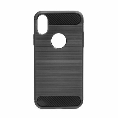 Forcell Carbon szilikon hátlapvédő telefontok, karbon mintás - iPhone XS ( 5,8" ), Fekete