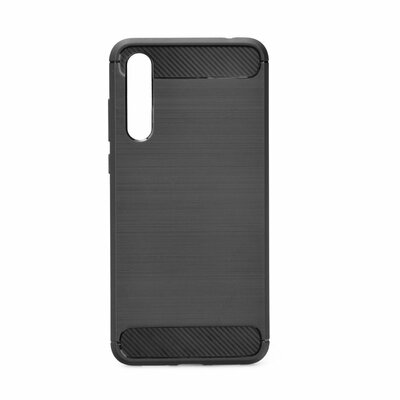 Forcell Carbon szilikon hátlapvédő telefontok, karbon mintás - Huawei P Smart, fekete