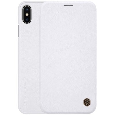 Nillkin Qin Telefontok álló, bőr hatású (flip, oldalra nyíló, bankkártya tartó) Fehér [Apple iPhone XS Max 6.5]