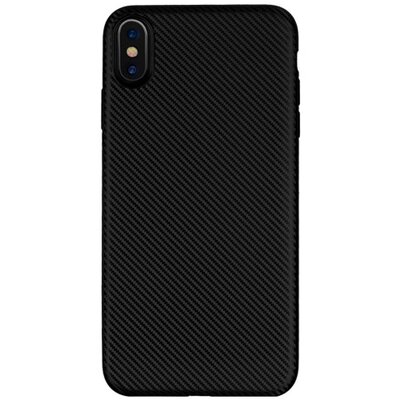 Hátlapvédő telefontok gumi / szilikon (karbon minta) Fekete [Apple iPhone XR 6.1]