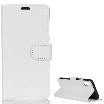 Telefontok álló, bőr hatású (flip, oldalra nyíló, asztali tartó funkció) Fehér [Apple iPhone XR 6.1]