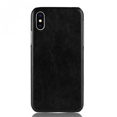 Műanyag hátlapvédő telefontok (bőrbevonat) Fekete [Apple iPhone XR 6.1]